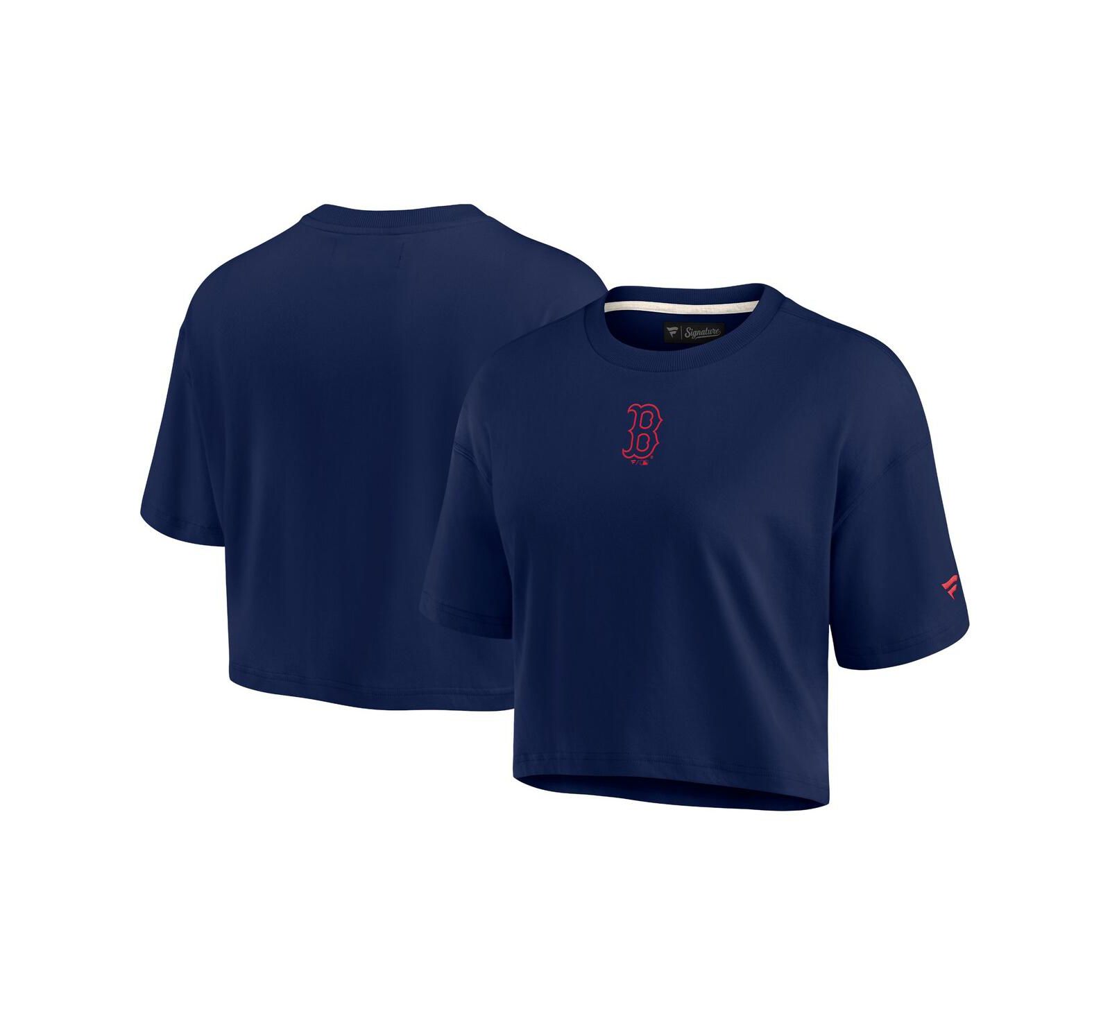 Women's Fanatics Signature Navy Boston Red Sox Super Soft Short Sleeve Cropped T-shirt
