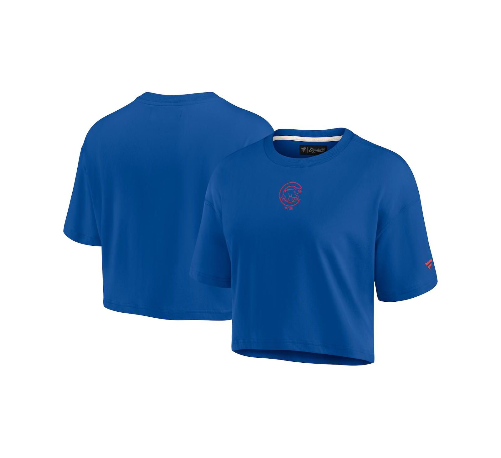 Women's Fanatics Signature Royal Chicago Cubs Super Soft Short Sleeve Cropped T-shirt