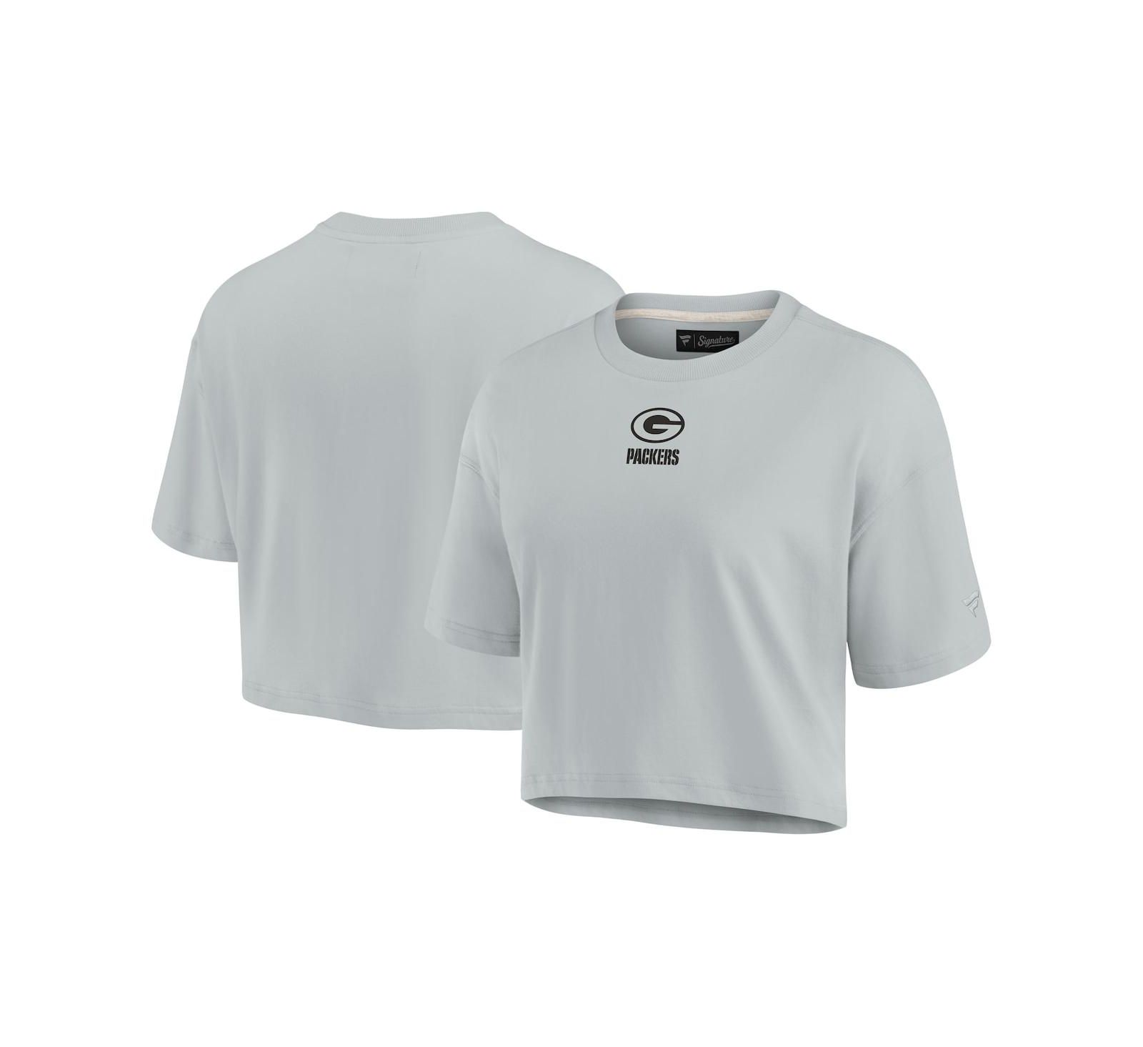 Женская укороченная футболка Fanatics Signature Gray Green Bay Packers Super Soft Short Sleeve
