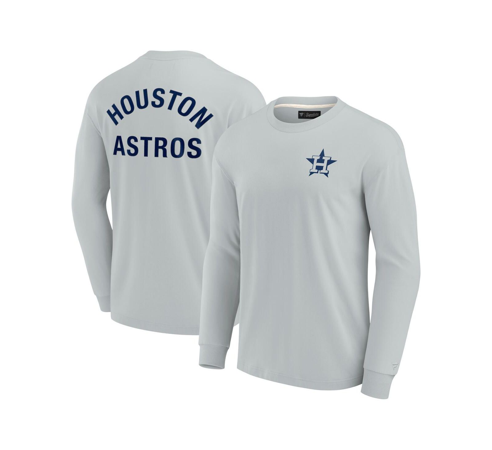 Футболка Fanatics Signature Men's and Women's Gray Houston Astros Super Soft Long Sleeve