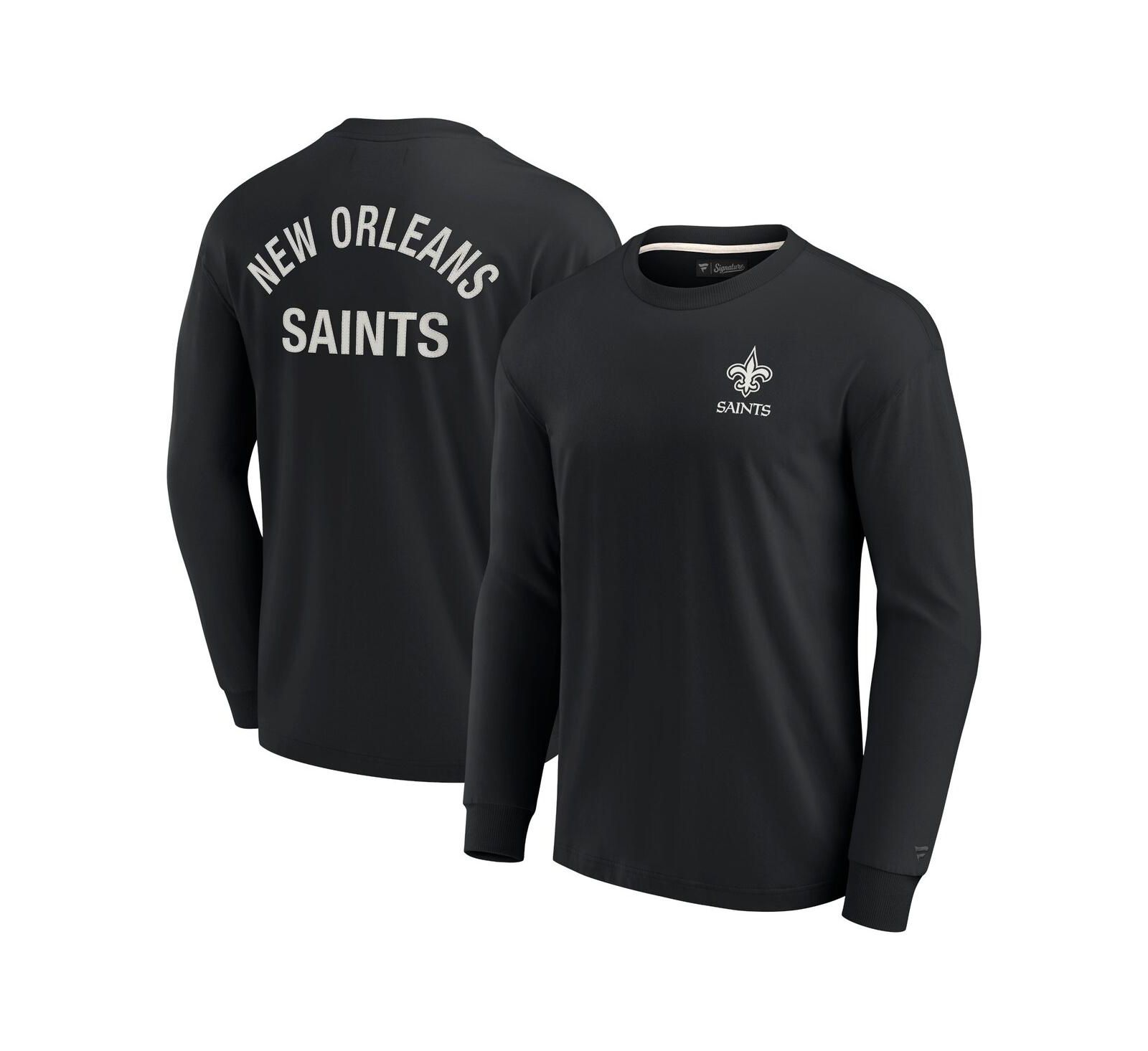 Мужская и женская футболка Fanatics Signature Black New Orleans Saints Super Soft Long Sleeve