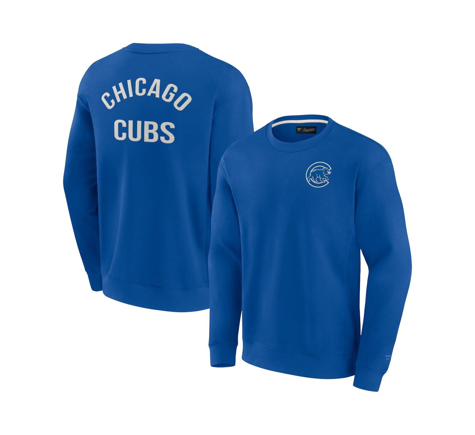 Men's and Women's Fanatics Signature Royal Chicago Cubs Super Soft Pullover Crew Sweatshirt