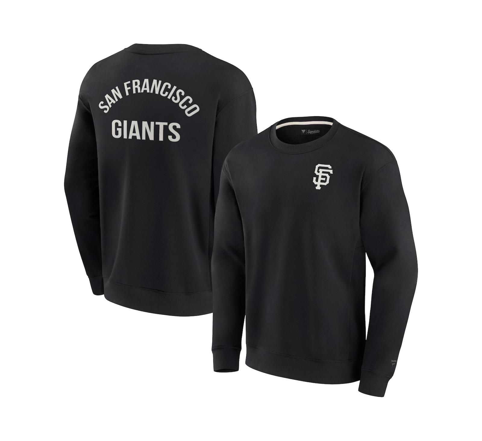 Men's and Women's Fanatics Signature Black San Francisco Giants Super Soft Pullover Crew Sweatshirt