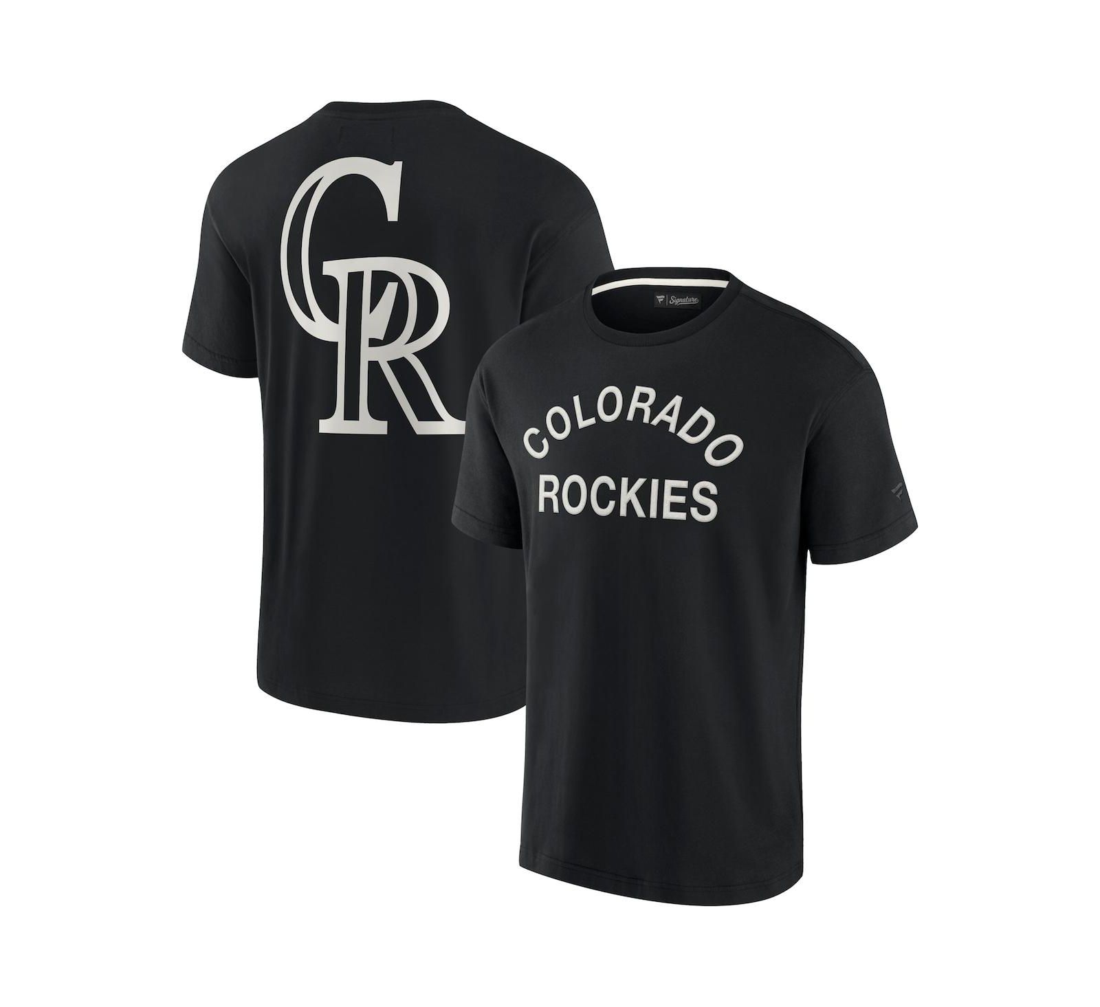 Мужская и женская футболка Fanatics Signature Colorado Rockies с коротким рукавом, черная, супермягкая
