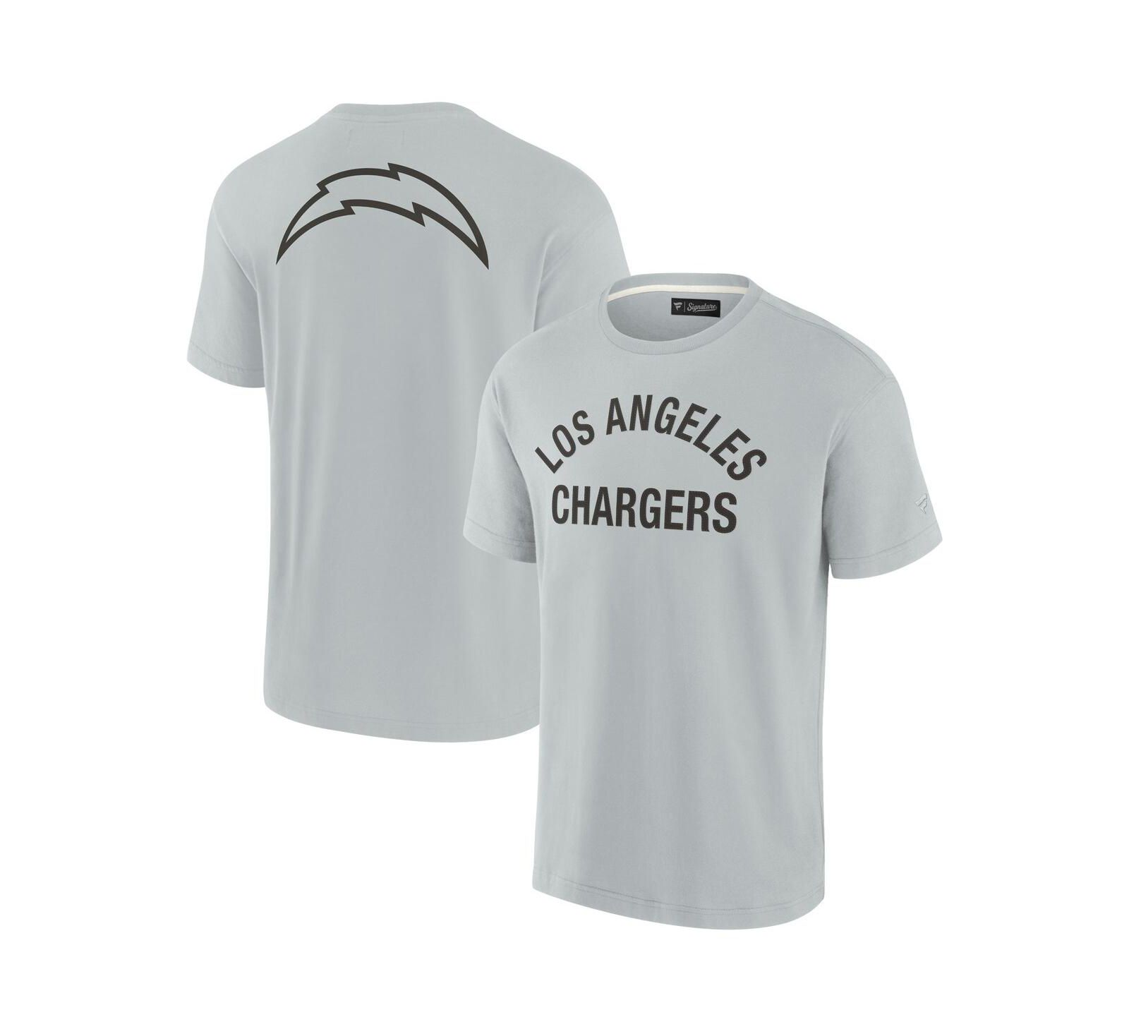 Men's and Women's Fanatics Signature Gray Los Angeles Chargers Super Soft Short Sleeve T-shirt