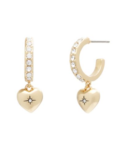 Серьги-кольца COACH Faux Stone Iconic Heart Huggie