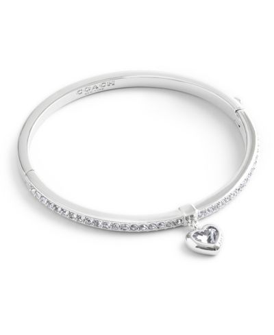 COACH Faux Stone Heart Charm Bangle Bracelet