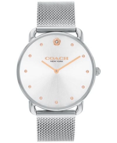 COACH Women's Elliot Silver Stainless Steel Mesh Bracelet Watch 36mm