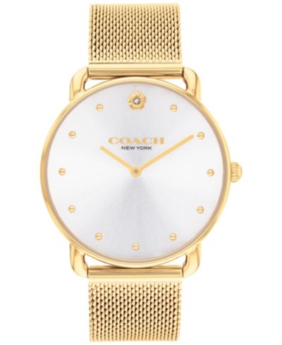 COACH Women's Elliot Gold-Tone Stainless Steel Mesh Bracelet Watch 36mm