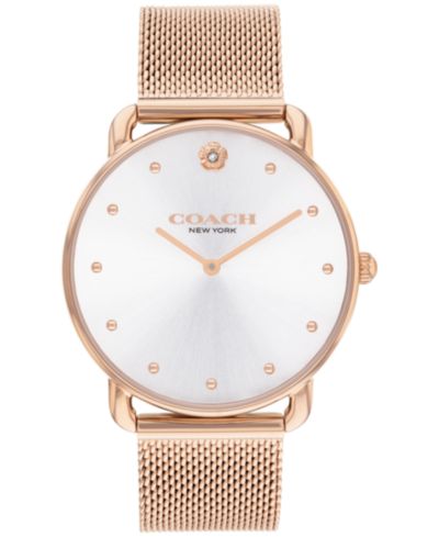 COACH Women's Elliot Rose Gold-Tone Stainless Steel Mesh Bracelet Watch 36mm