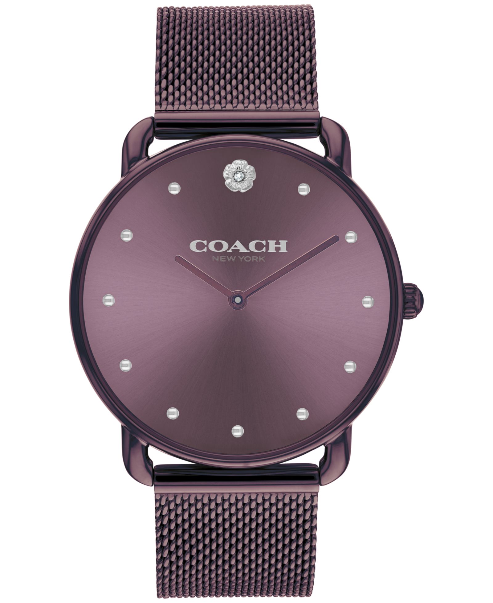 COACH Women's Elliot Purple Stainless Steel Mesh Bracelet Watch 36mm