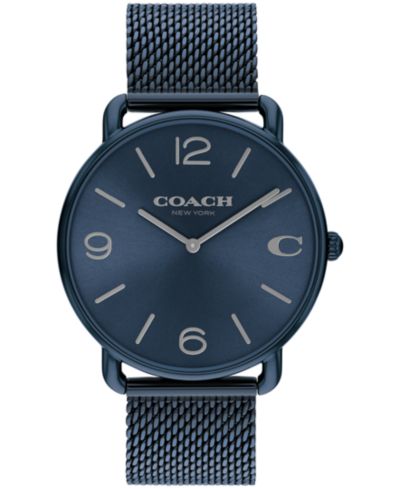 COACH Unisex Elliot Blue Stainless Steel Mesh Bracelet Watch 41mm