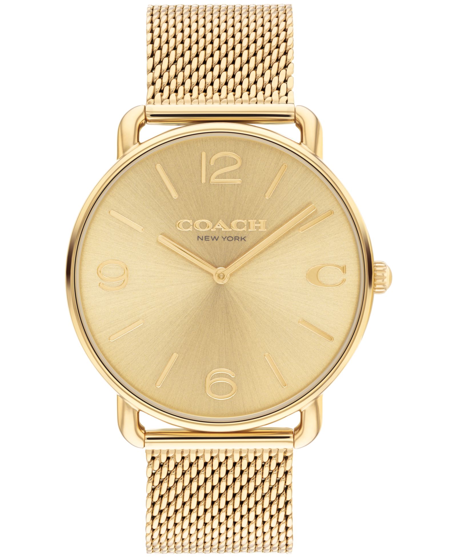 Часы COACH Unisex Elliot Gold-Tone Stainless Steel Mesh Bracelet, 41mm