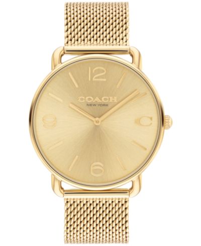 COACH Unisex Elliot Gold-Tone Stainless Steel Mesh Bracelet Watch 41mm