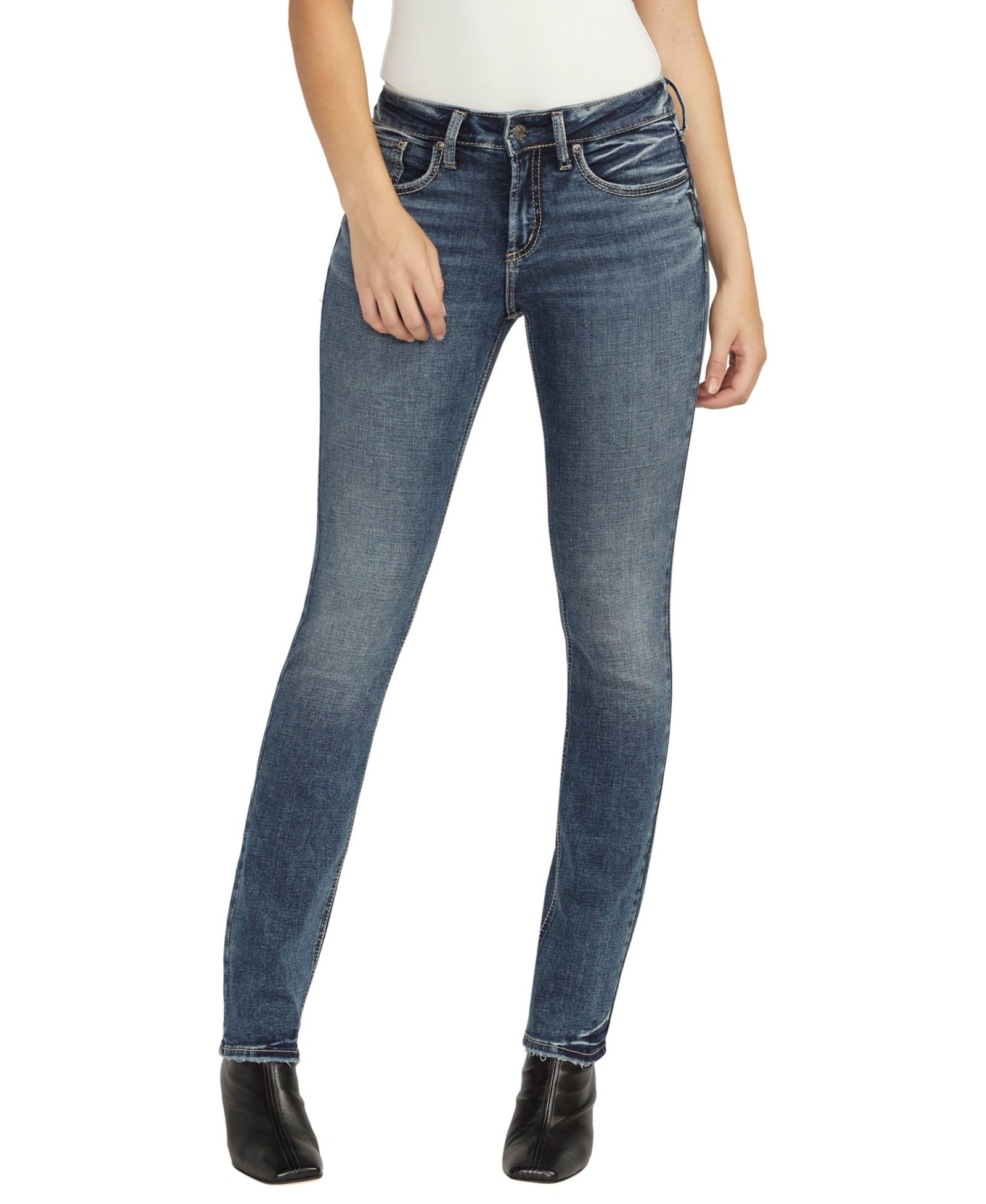 Silver Jeans Co. Women's Suki Mid Rise Straight Leg Jeans