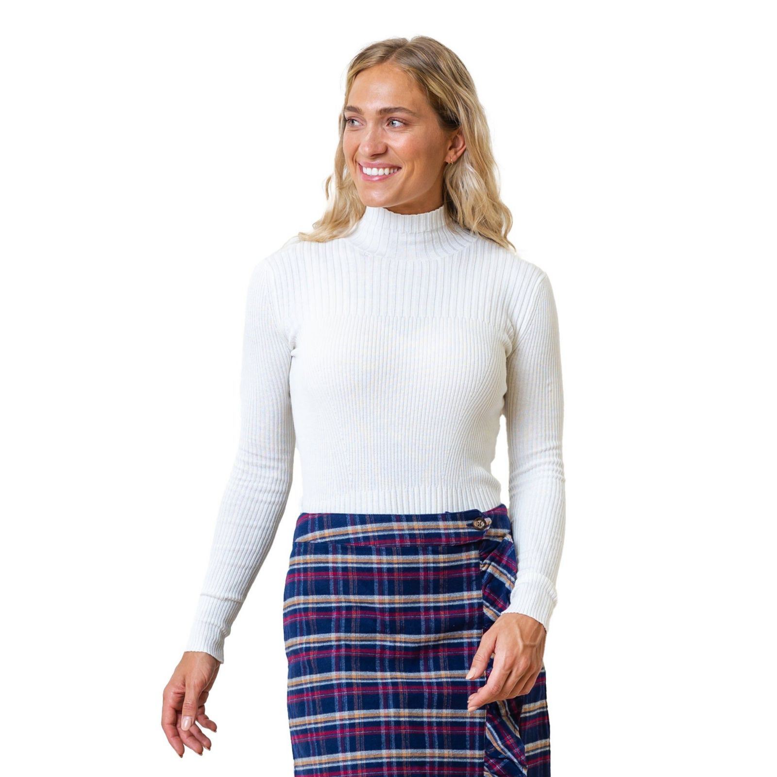 Hope & Henry Women's Hope and Henry Long Sleeve Mock Neck Rib Knit Sweater