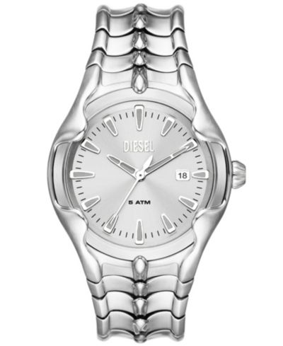 Мужские часы Diesel Vert Quartz Three Hand Date Silver-Tone Stainless Steel 44mm