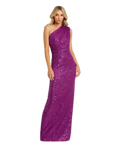 Mac Duggal Женский Ieena Sequined Ruched One Shoulder Gown