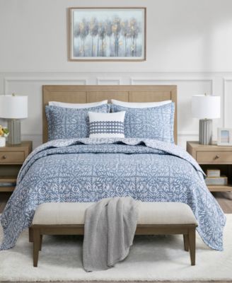 Madison Park Signature Harmony Oversized Reversible Matelasse 4 Piece Coverlet Set, Full/Queen