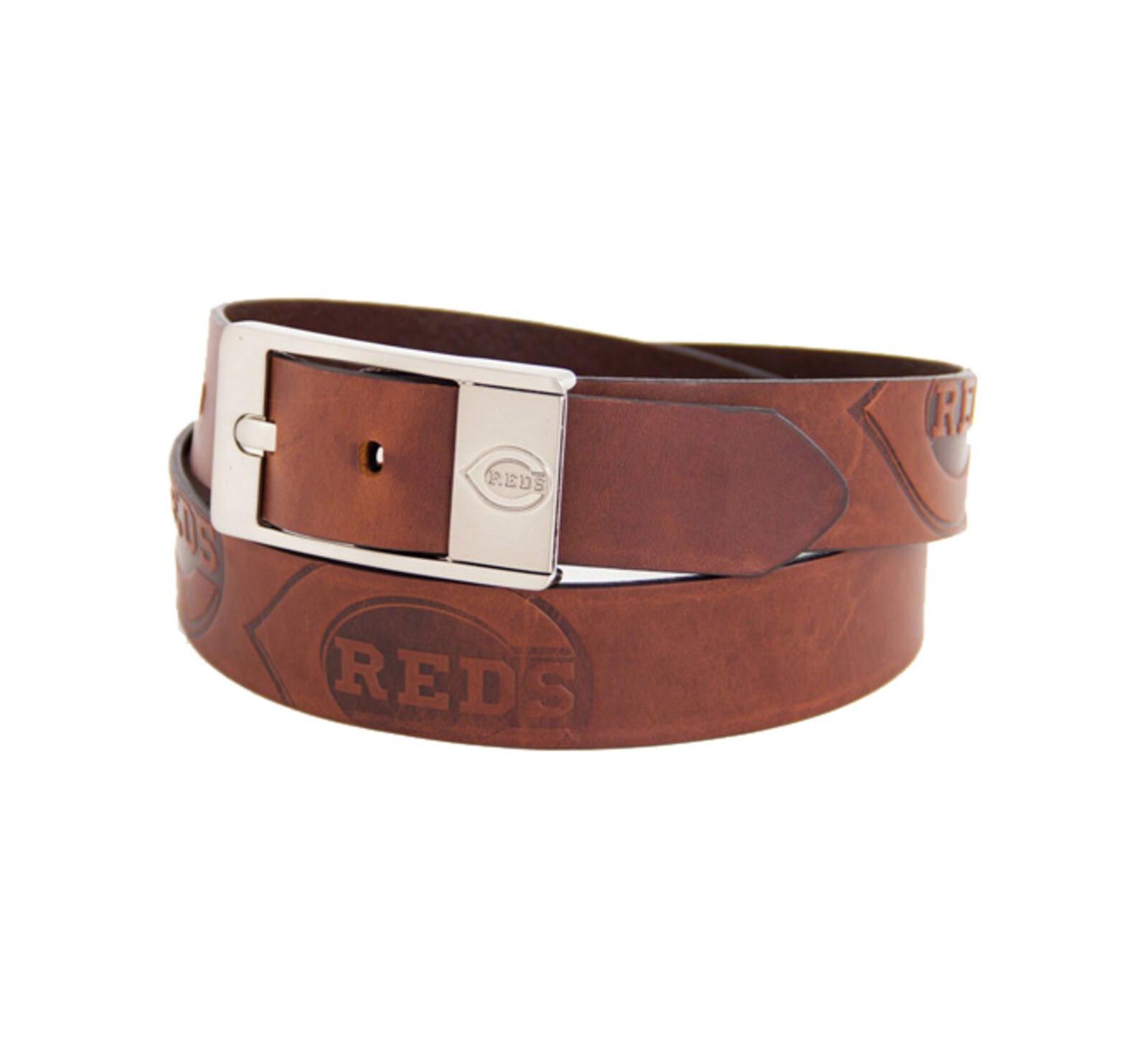 Men's Brown Cincinnati Reds Brandish Leather Belt