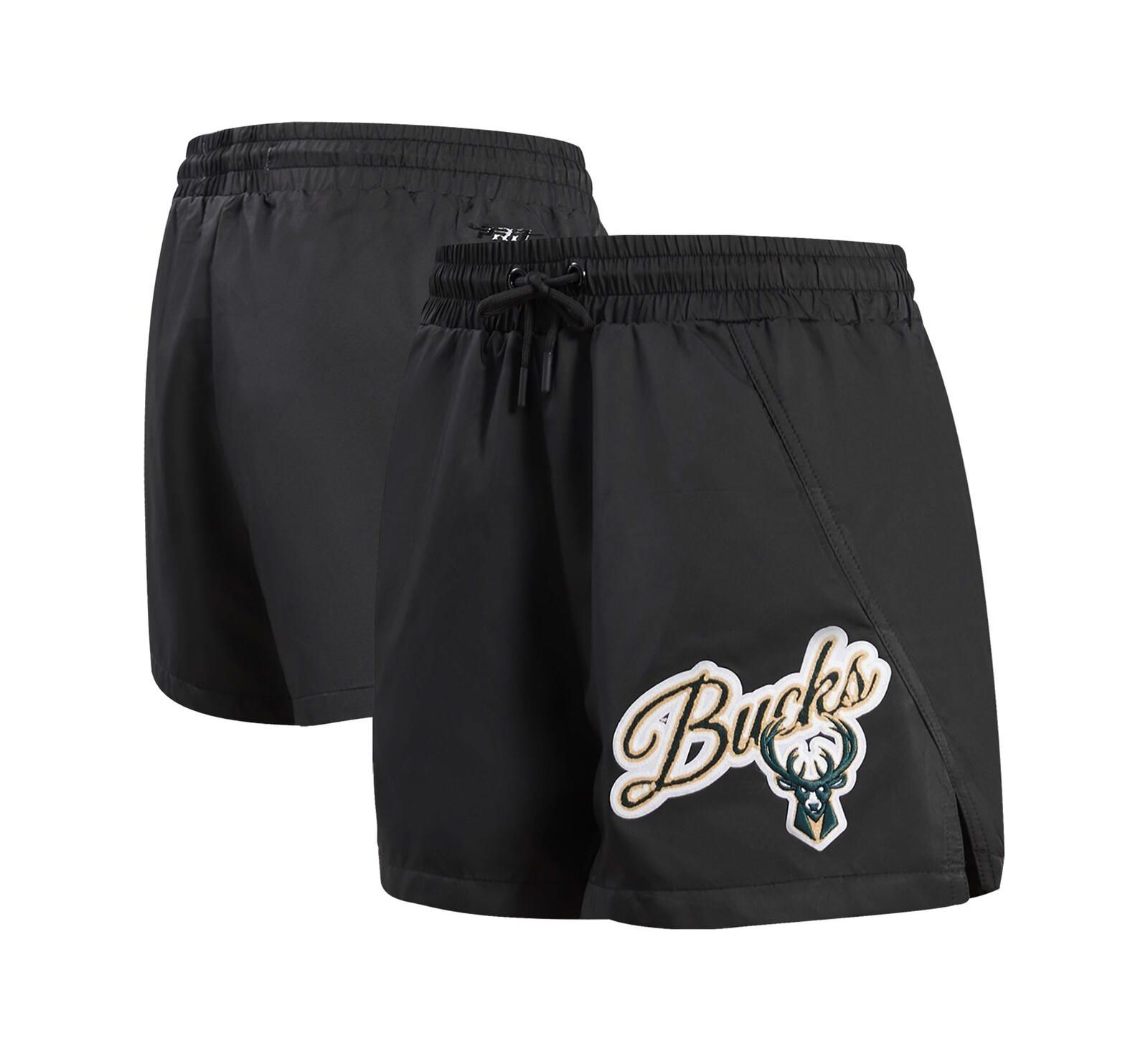 Women's Pro Standard Black Milwaukee Bucks Script Woven Shorts