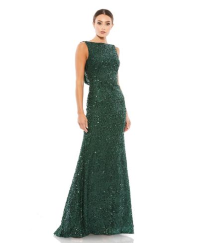 Женское вечернее платье Mac Duggal Ieena Sequined Sleeveless Draped Cowl Back