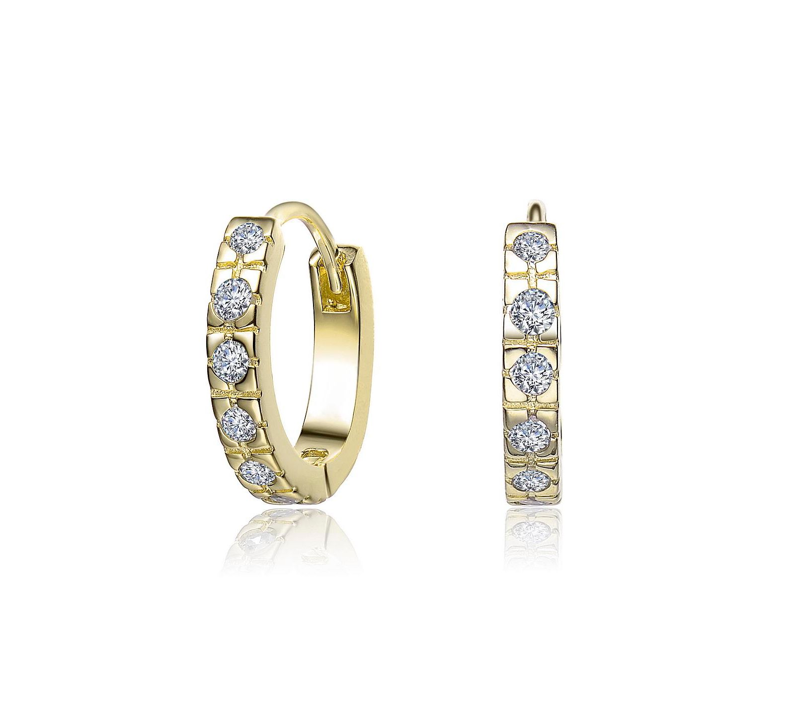 Rachel Glauber Minimalist Cubic Zirconia Extra Mini Huggie Hoop Earrings