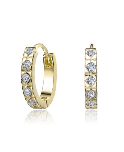 Rachel Glauber Minimalist Cubic Zirconia Extra Mini Huggie Hoop Earrings