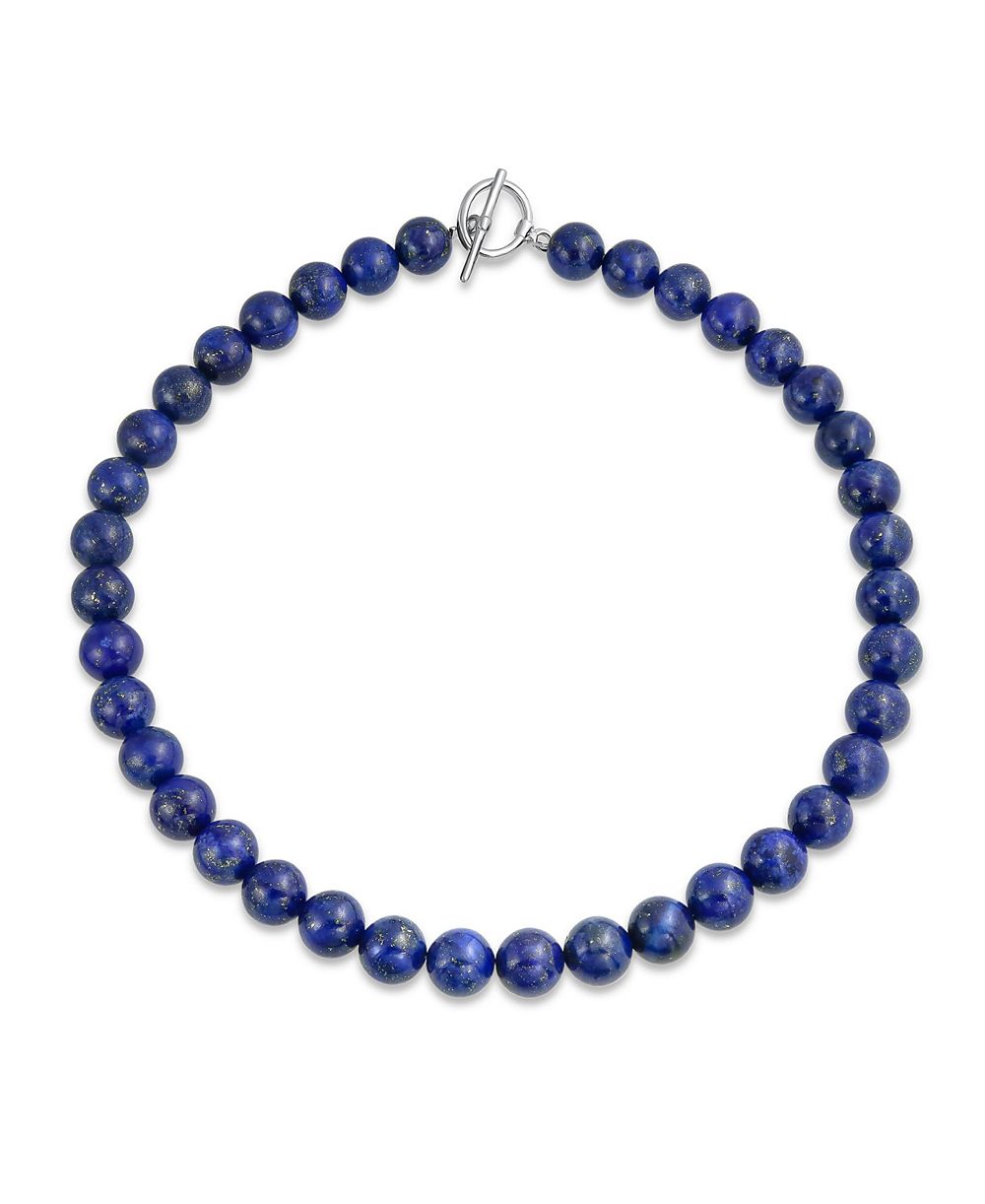 Bling Jewelry ожерелье с натуральным лазуритом 10MM Bead Ball Strand 16-19 Inch