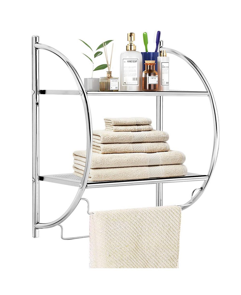 Costway органайзер для ванной 2 Tier Wall Mount Shower Organizer Toilet Bathroom Storage Rack Holder Towel Bar