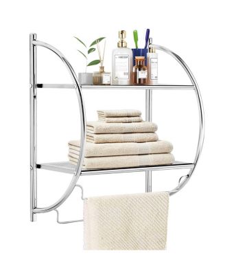 Costway органайзер для ванной 2 Tier Wall Mount Shower Organizer Toilet Bathroom Storage Rack Holder Towel Bar