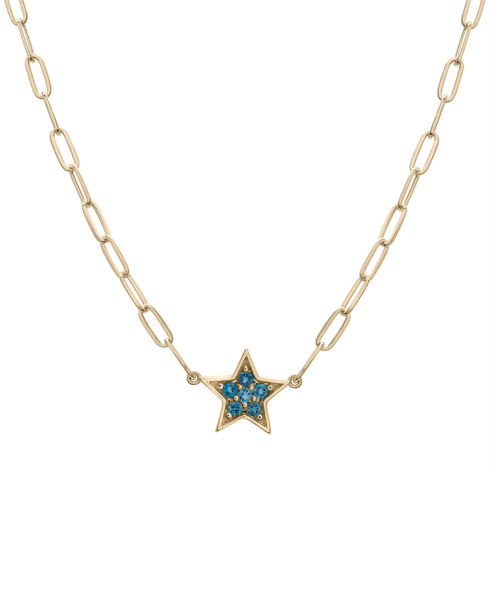 Подвеска-кулон London Blue Topaz Star Cluster в позолоченном стерлинговом серебре 14k, 16" + 2" удлинитель