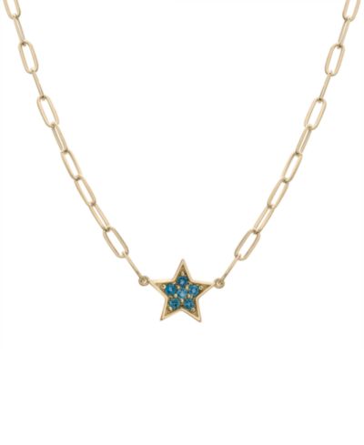 Подвеска-кулон London Blue Topaz Star Cluster в позолоченном стерлинговом серебре 14k, 16" + 2" удлинитель