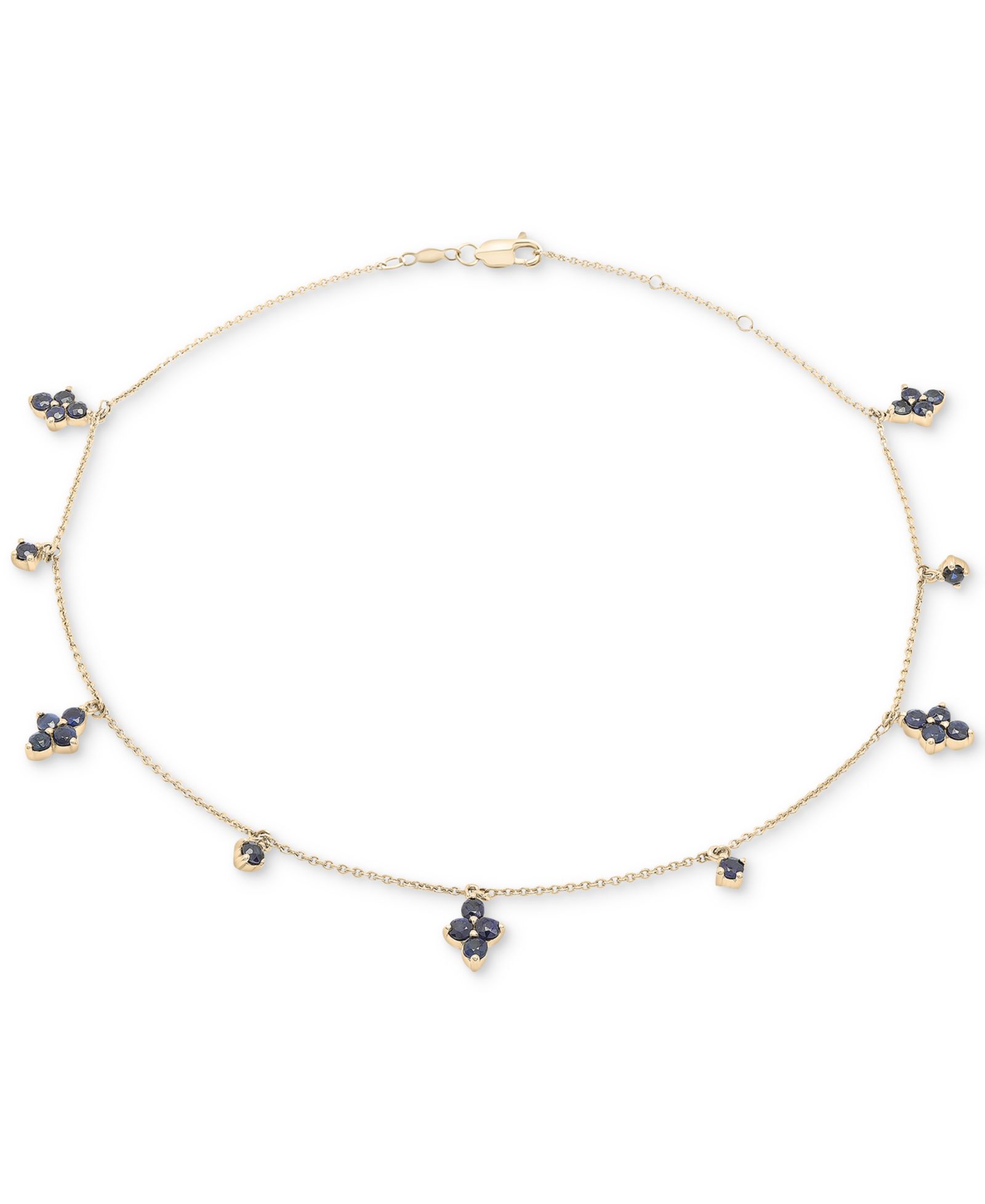 Черный сапфир мини-браслет на лодыжку 1-7/8 ct. t.w. из позолоченного стерлингового серебра