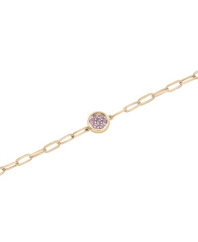 Браслет на лодыжку с аметистом, 14k позолоченное серебро