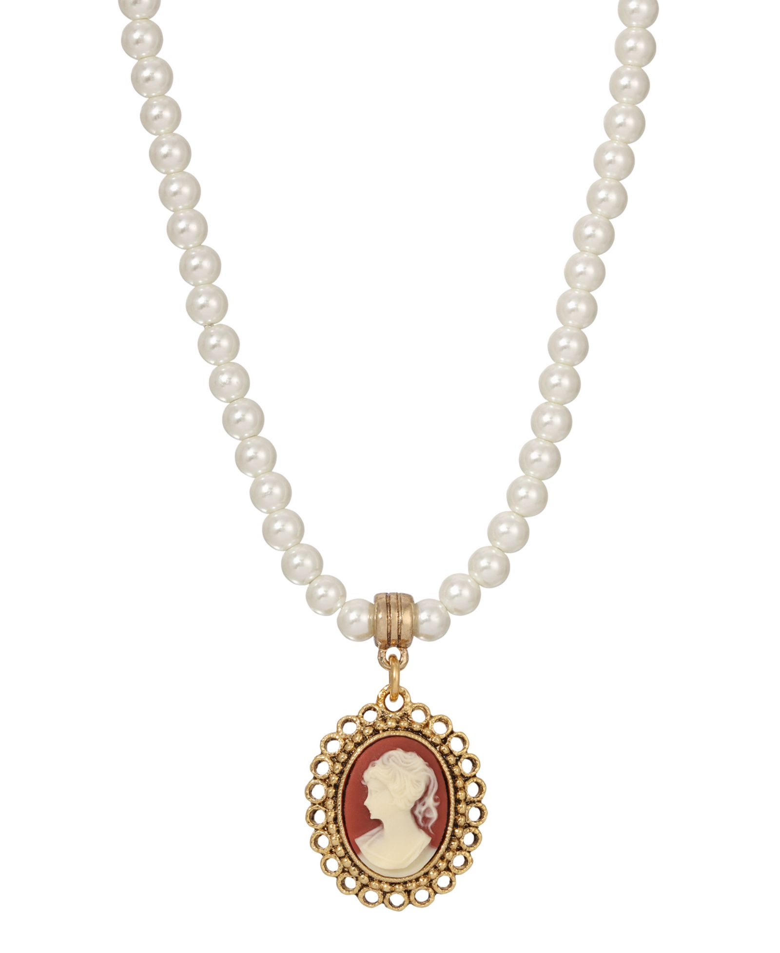 Ожерелье 2028 Acrylic Imitation Pearl Cameo Pendant