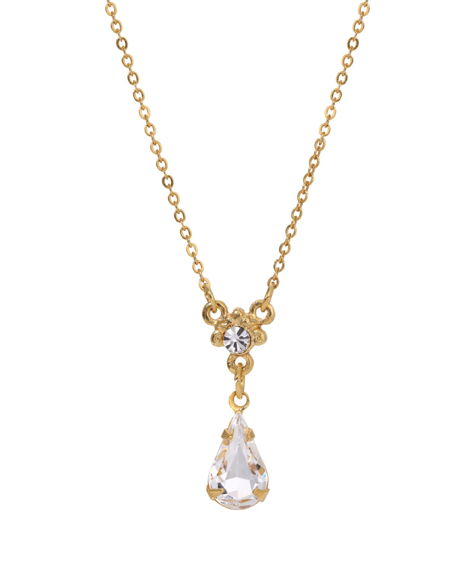 2028 Crystal Gold-Tone Pendant Necklace