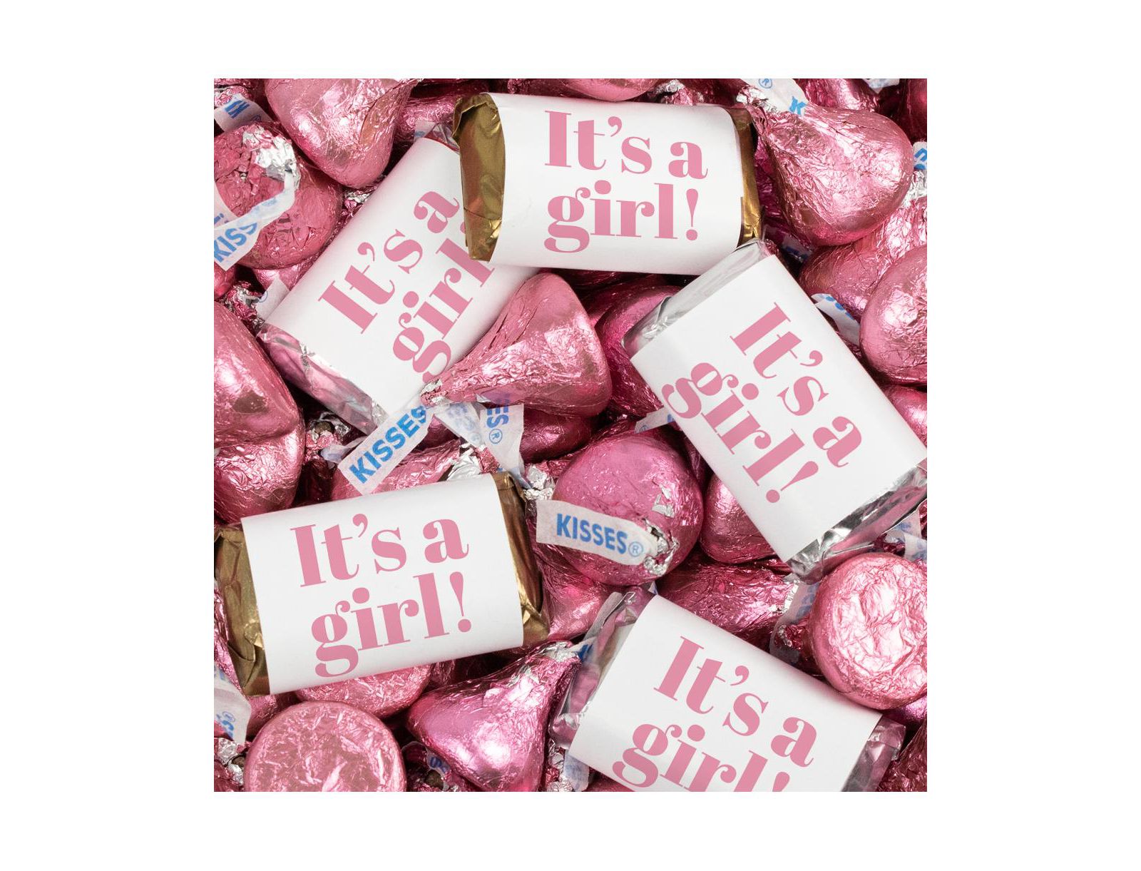Набор сладостей Just Candy It's a Girl Baby Shower, миниатюры и розовые поцелуи, 124 шт