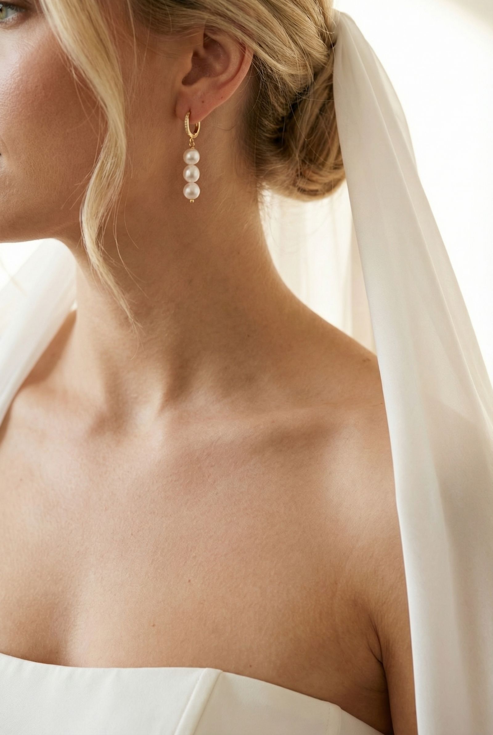 18K Gold Plated Brass with Freshwater Pearl - Maja Earrings For Women