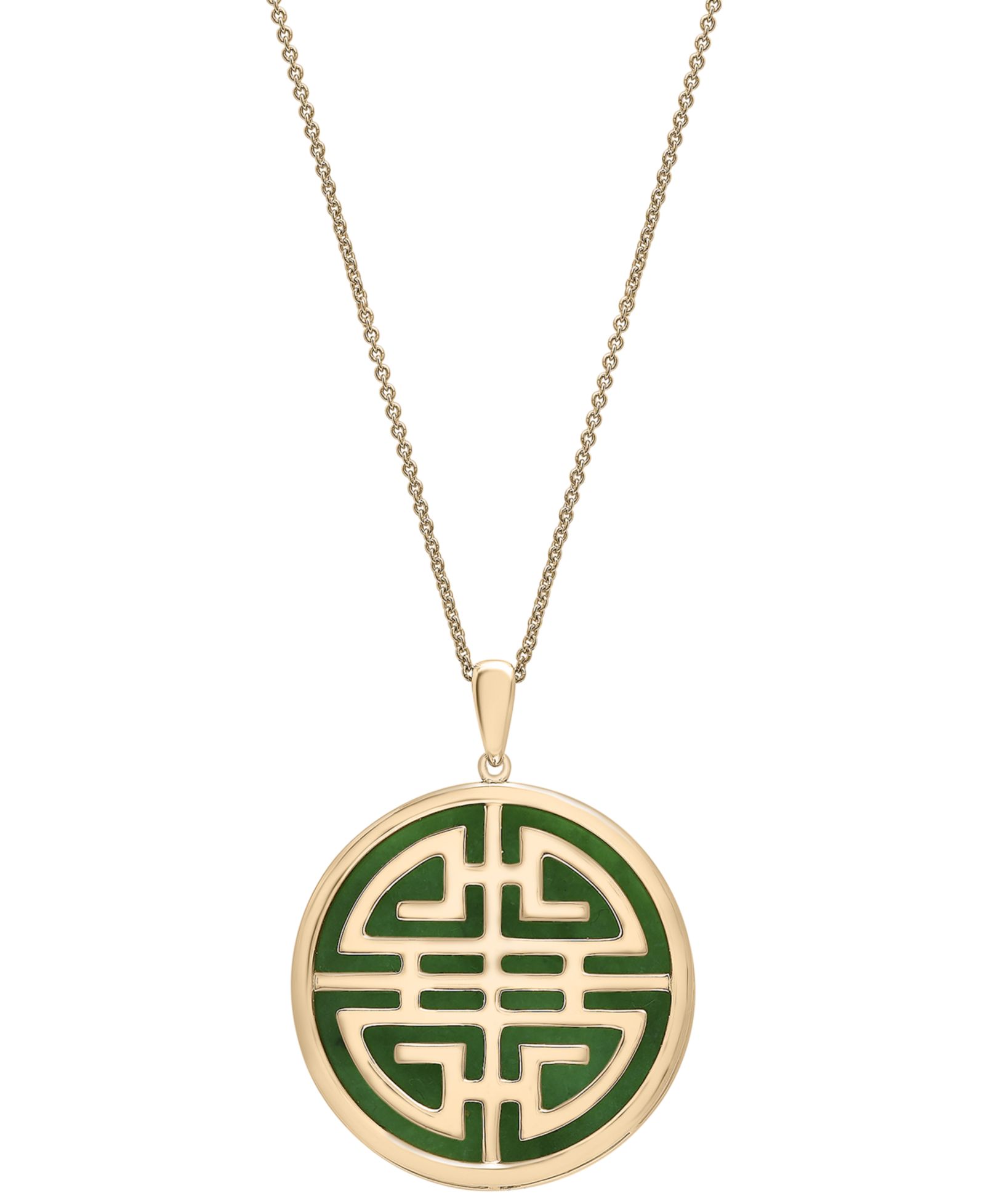 Подвеска-кулон Macy's Dyed Jade Double Happiness из позолоченного стерлингового серебра, 18" + 2" extender