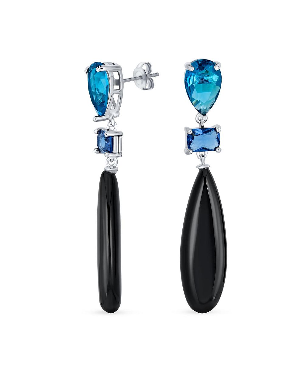 Bling Jewelry Multi Color Pink Quartz CZ Chandelier Elongated Teardrop Dangling Earrings