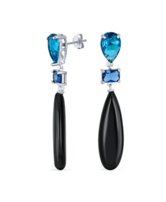 Bling Jewelry Multi Color Pink Quartz CZ Chandelier Elongated Teardrop Dangling Earrings