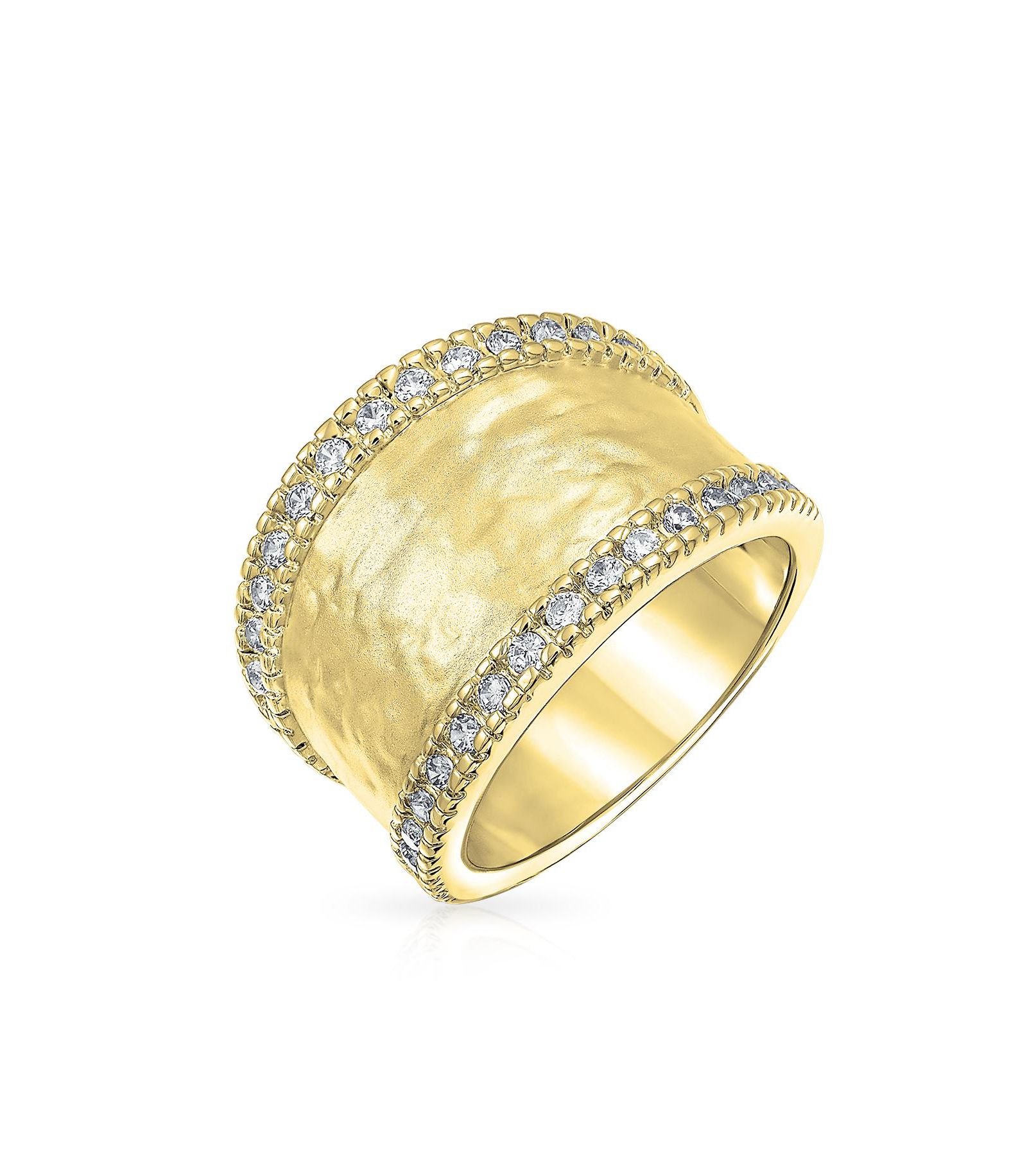 Bling Jewelry Современное кольцо с акцентом CZ и матовым покрытием