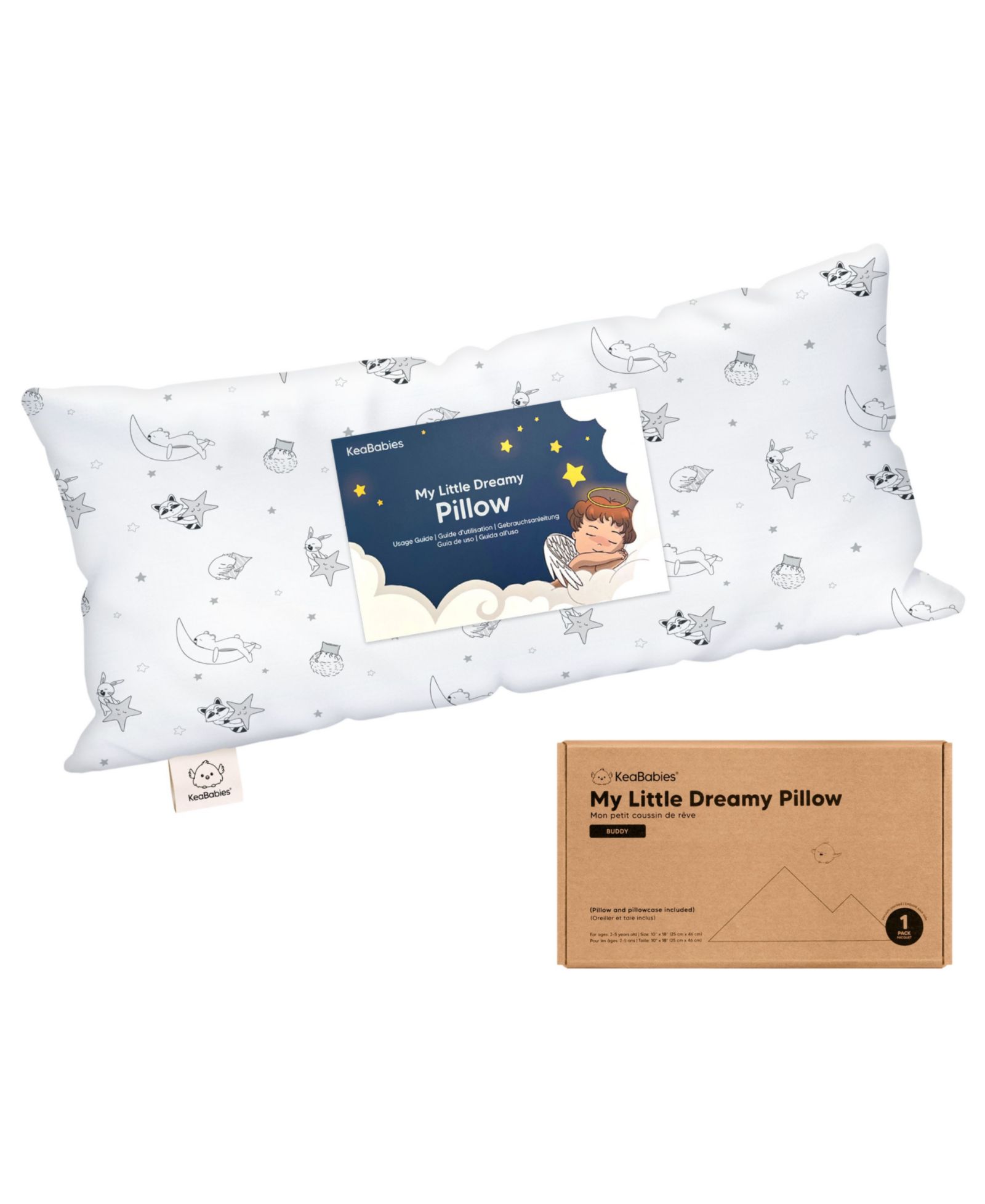KeaBabies Buddy Toddler Pillow with Pillowcase, 10X18 Soft Cotton Toddler Pillows for Sleeping, Kids Pillow