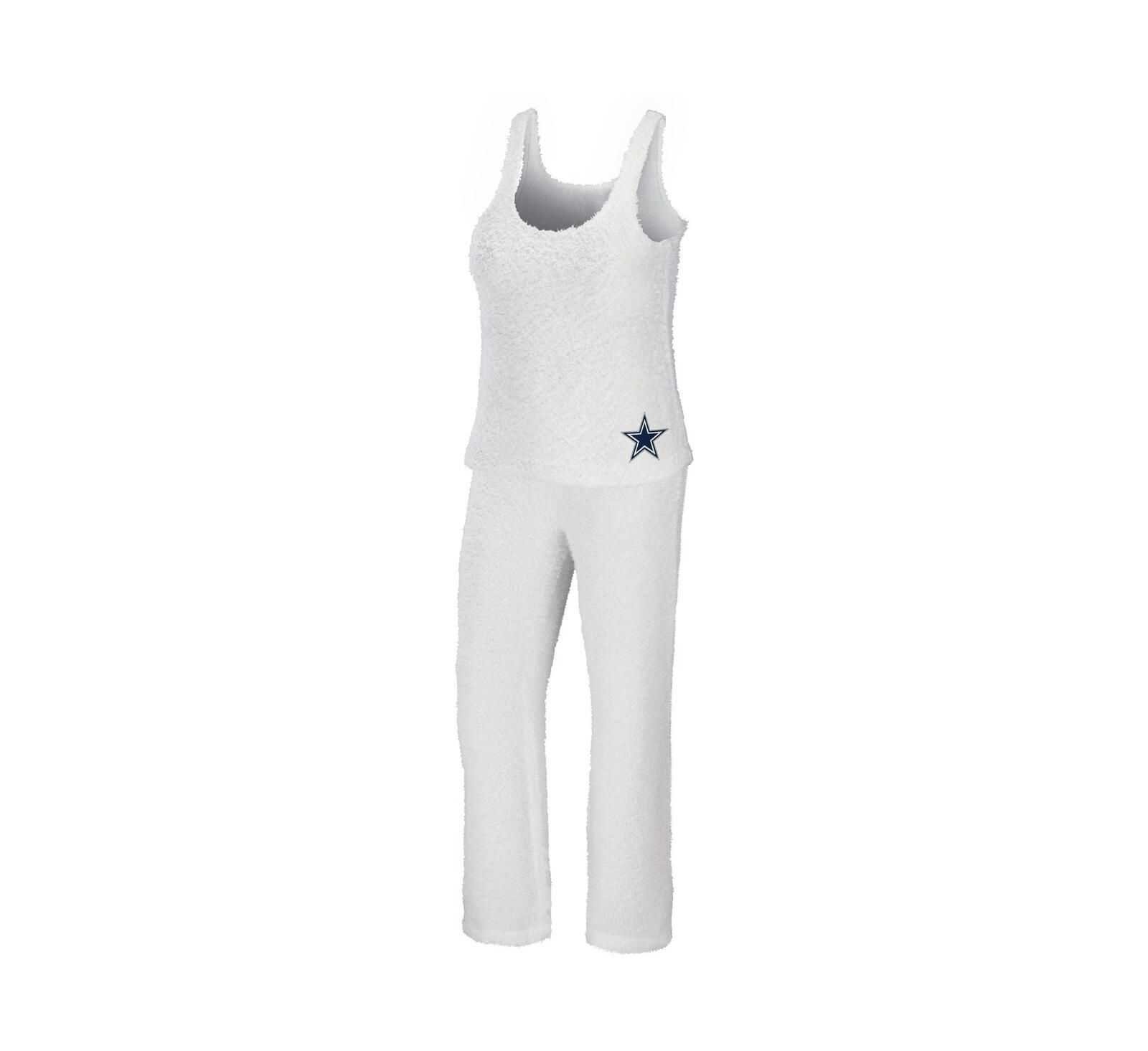 Women's WEAR by Erin Andrews Cream Dallas Cowboys Plus Size Cozy Scoop Neck Tank Top and Pants Set