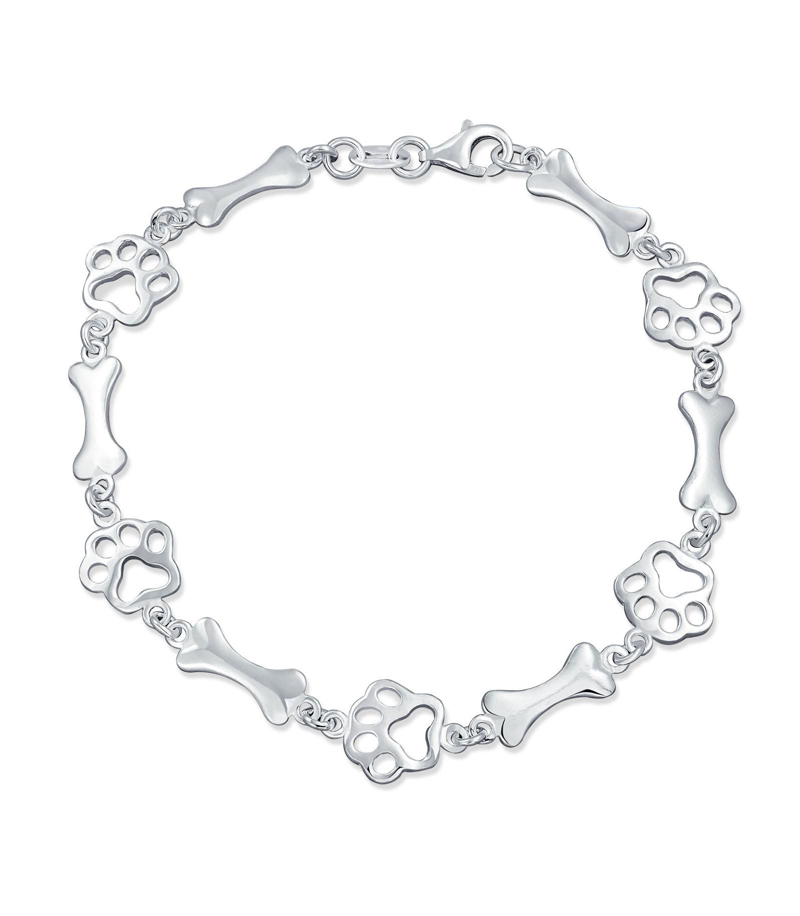 Браслет-подвеска Bling Jewelry с отпечатком лапы собаки из стерлингового серебра для любителей животных