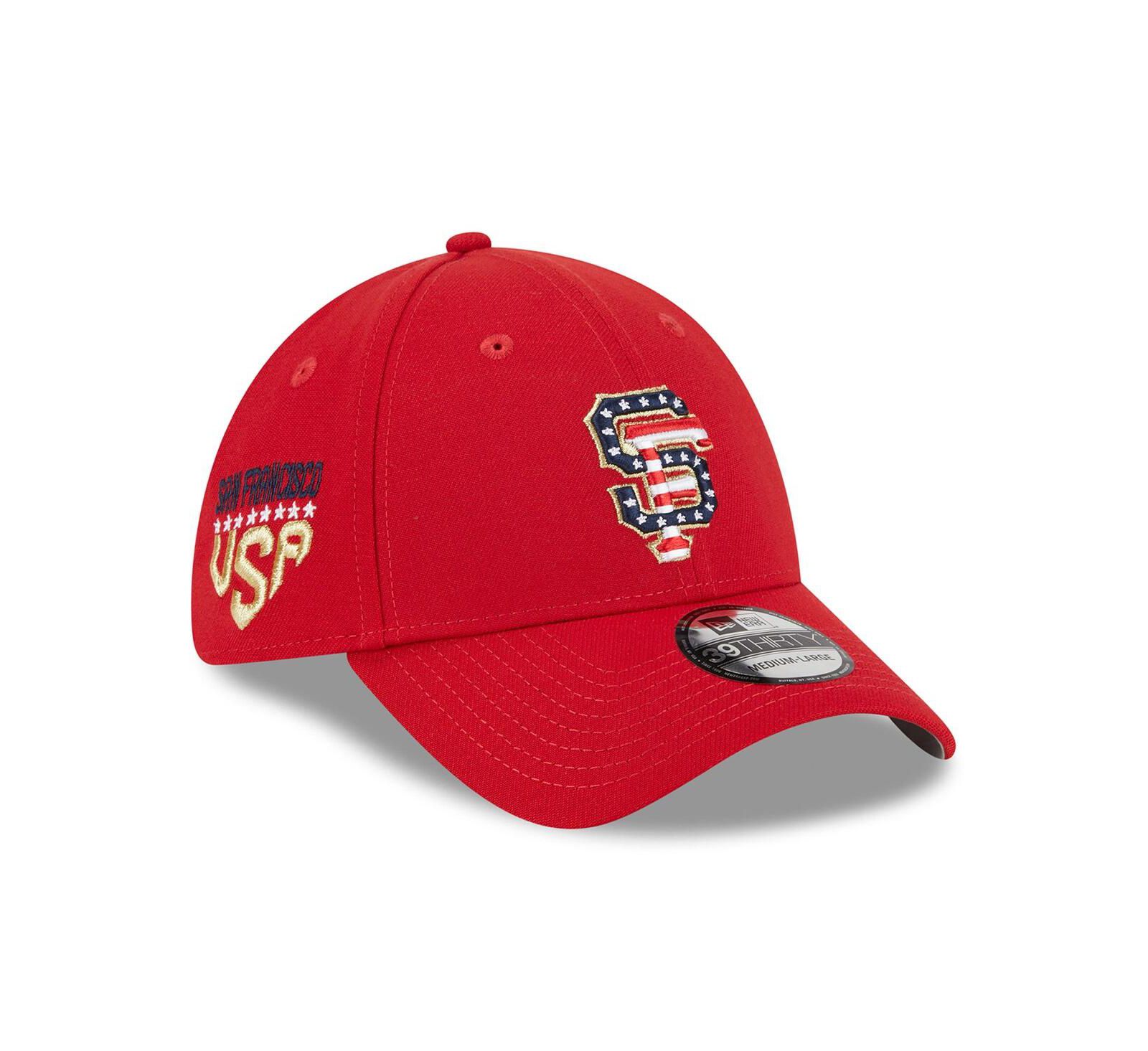 Мужская кепка New Era Red San Francisco Giants 2023 Fourth of July 39THIRTY Flex Fit