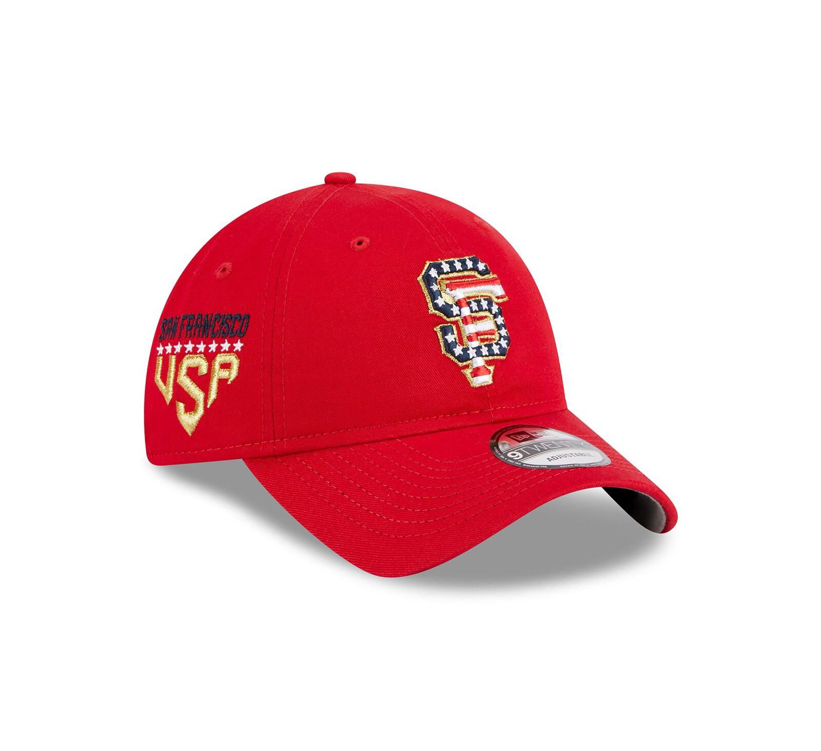 Мужская регулируемая кепка New Era Red San Francisco Giants 2023 Fourth of July 9TWENTY