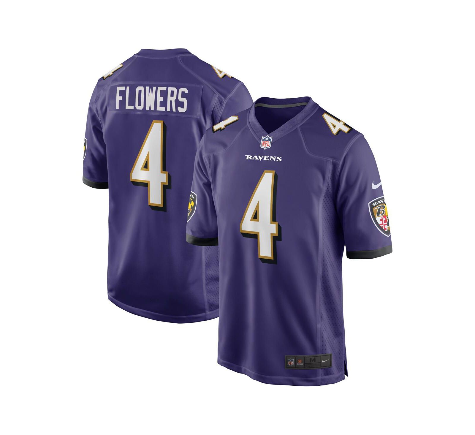 Мужская джерси Nike Zay Flowers Purple Baltimore Ravens 2023 NFL Draft First Round Pick Game