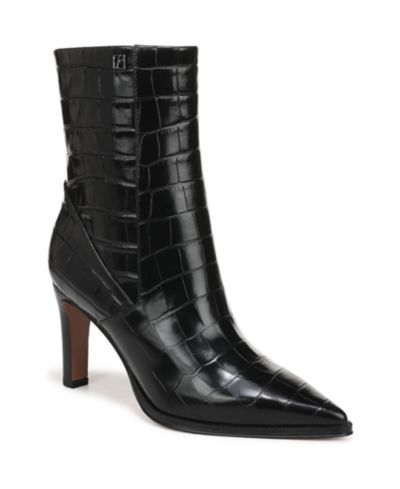 Black Croc Print Leather